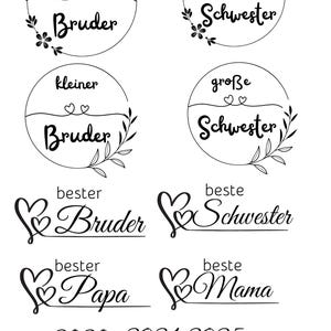 Plotterdatei auf Deutsch Familie große Schwester kleiner Bruder, beste Mama bester Papa, Plotterdatei Geschwister Schwangerschaft verkünden