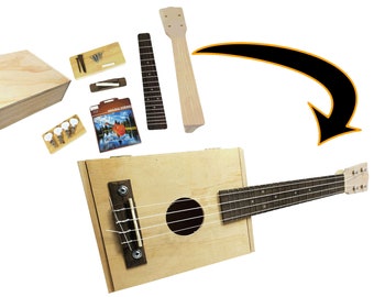 Complete Craft Box Ukulele Kit - includes cigar box, all parts, hardware & instructions