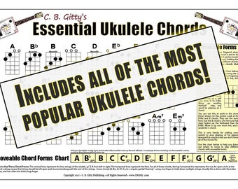 Essential Ukulele Chords Poster - Glossy Color 12x18 Poster - Designed & Printed in the USA