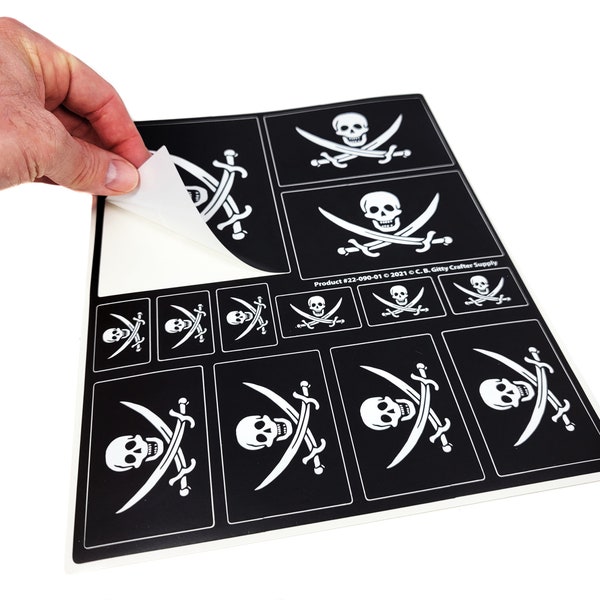 Pirate Flag "Jolly Roger" Skull Decal Sheet - 12 decals in 4 sizes