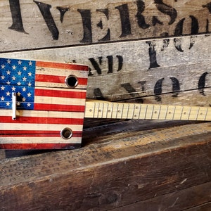 Old Glory - 3-String Illustrated Cigar Box Guitar