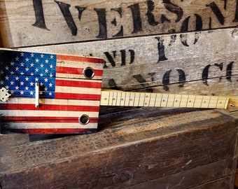 Old Glory - 3-String Illustrated Cigar Box Guitar