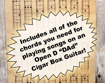 Three String Open D "DAD" Chord Poster for Cigar Box Guitar and more! (Product #22-016-08)