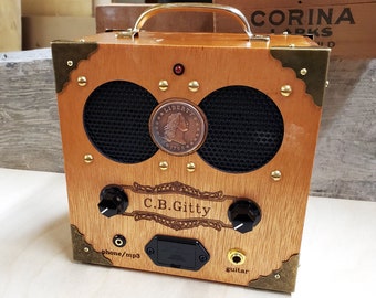 The "Copper Cent" Cigar Box Amplifier - Vintage Coin, Classic Look, Awesome Sound - Dual input for Guitars and Smartphones!