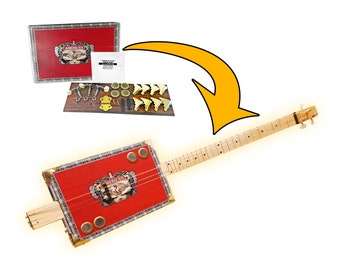 3-string Cigar Box Guitar Kit with How-To Guide - Everything you need except the neck!