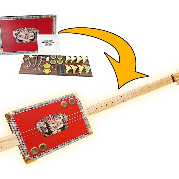 3-saitiges Cigar Box Guitar Kit mit How-To-Anleitung - Alles was du brauchst außer dem Hals!