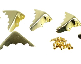8-pack Brass-Plated Box Corners with Screws