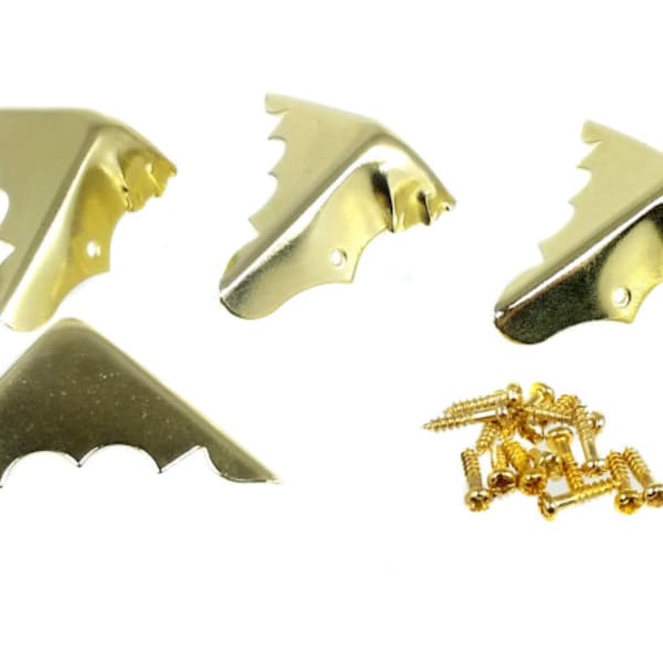 8-pack Brass-Plated Box Corners with Screws