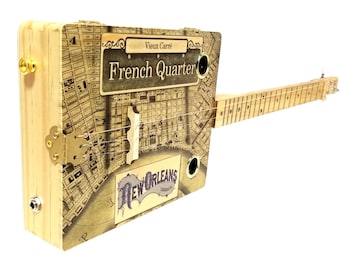 Französisches Viertel - 3-String illustriert Zigarre Box Gitarre