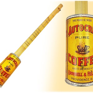 The "Autocrat Coffee" One-String Acoustic Canjo by The American Canjo Company - Featuring Vintage Coffee Art