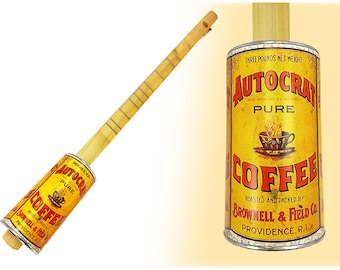 The "Autocrat Coffee" One-String Acoustic Canjo by The American Canjo Company - Featuring Vintage Coffee Art