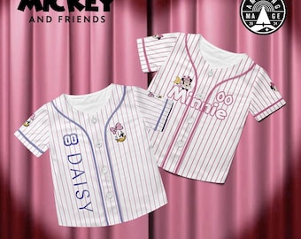 Maglia da baseball dell'amicizia di Minnie e Paperina, maglietta Disney di Topolino e i suoi amici, maglietta Disney di San Valentino con Minnie e Daisy, i migliori amici.
