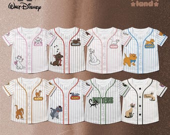 Benutzerdefinierte Disney Cat Collection Baseball Jersey, Disney The Aristocats Jersey Shirt, Disney Cats Charakter Jersey Shirt, Kinder Geschenk Shirt