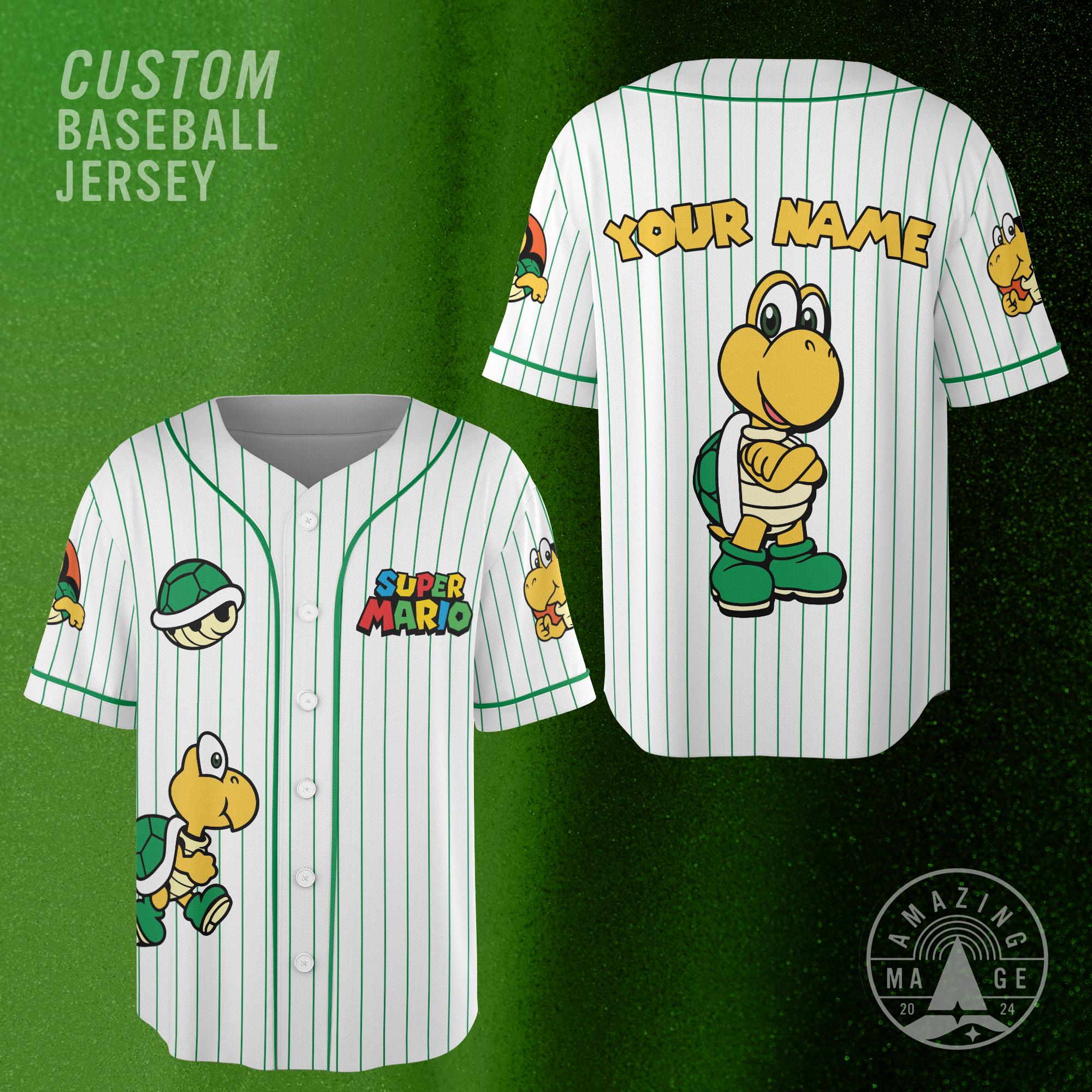 Discover Custom Koopa Troopa Super Mario Baseball Jersey, Nintendo Super Mario Shirt, Koopa Troopa Kids Birthday Shirt, Family Universal Trip Shirt