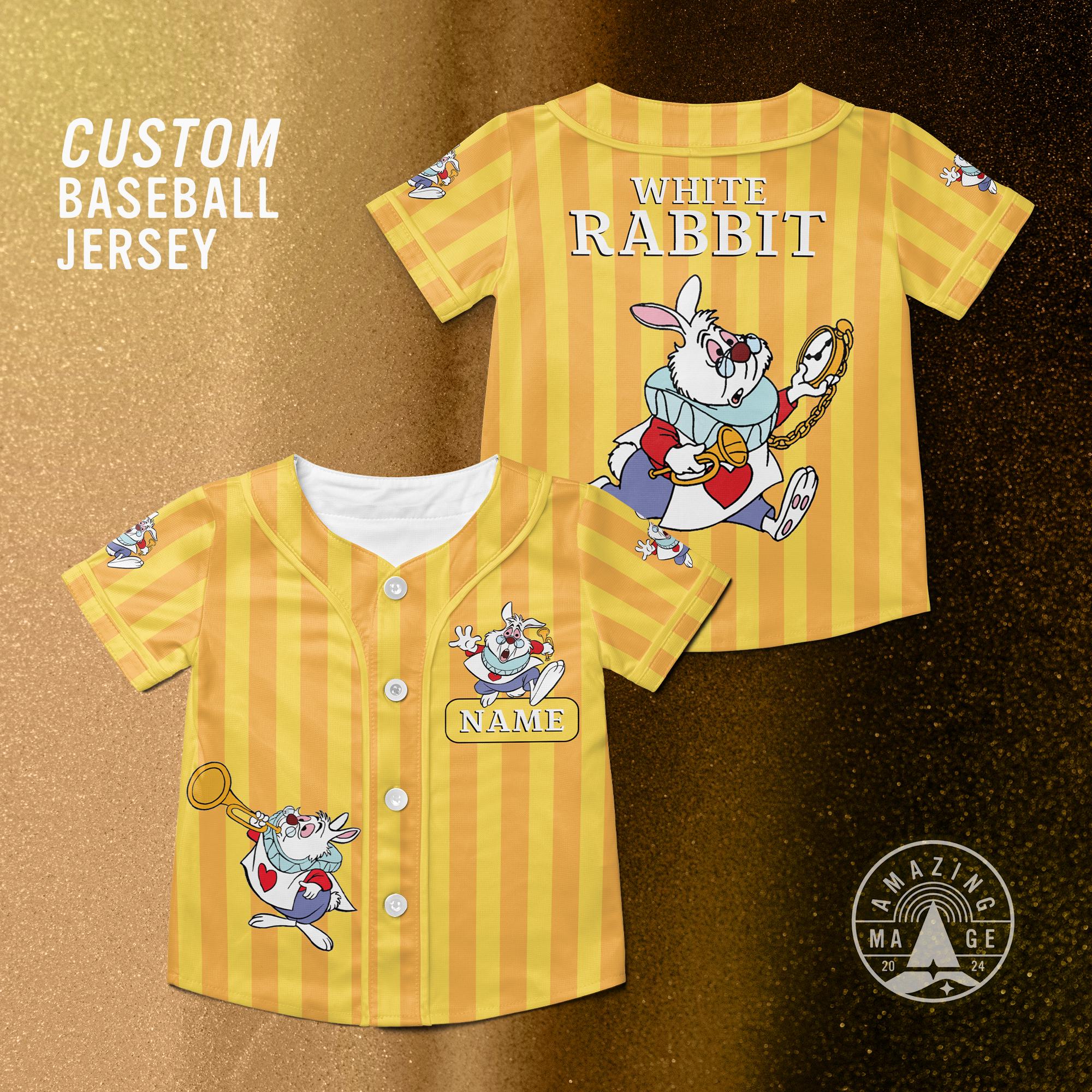 Discover Alice in Wonderland White Rabbit Baseball Jersey, Disney Alice in Wonderland Shirt, White Rabbit in Alice in Wonder Disney Trip Shirt
