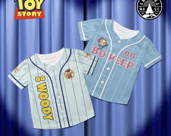 Woody and Bo Peep Toy Story Couple Baseball Jersey, Disney Toy Story Movie Shirt, Woody Bo Peep Couple Disney Valentine Shirt.
