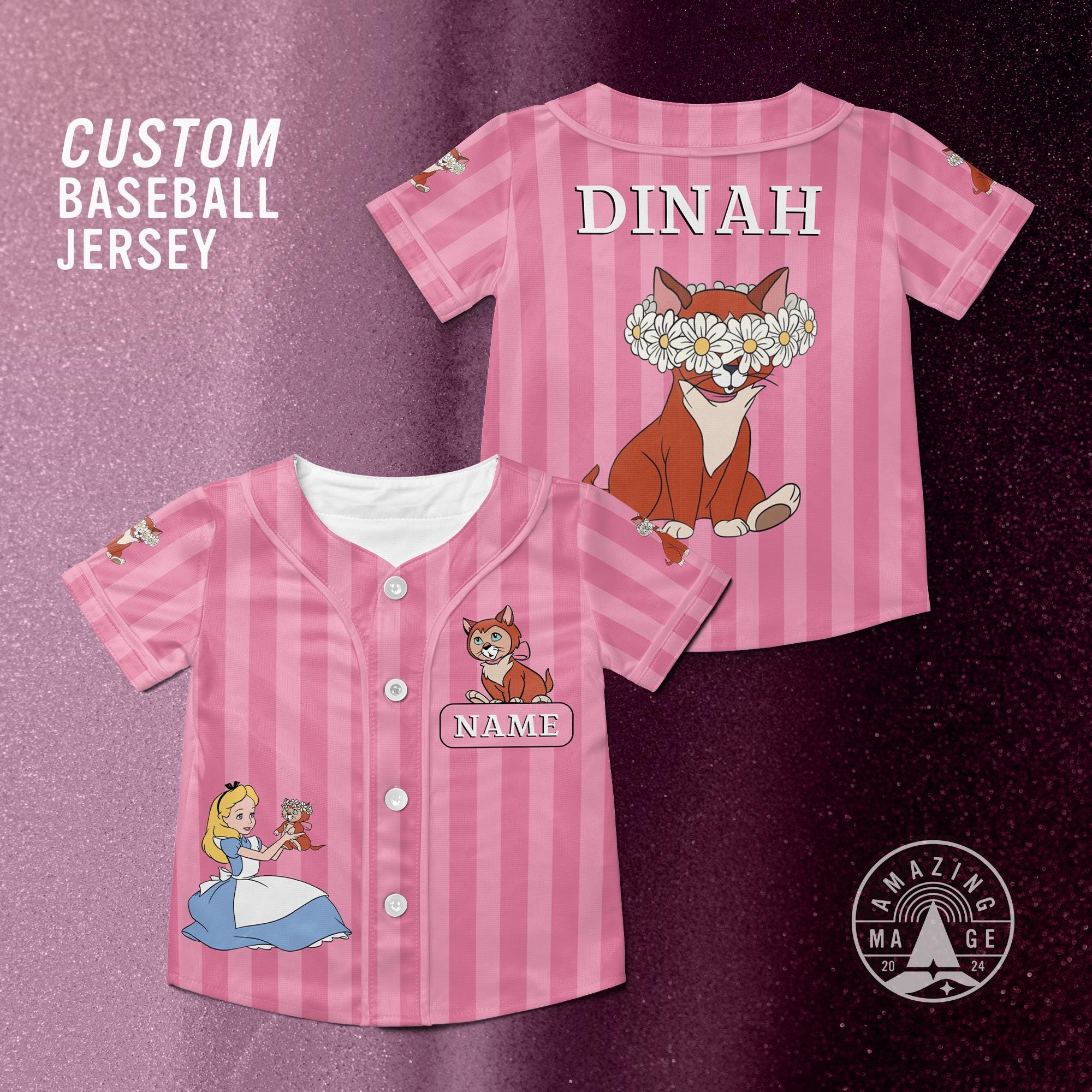 Discover Alice in Wonderland Dinah Cat Baseball Jersey, Disney Alice in Wonderland Shirt, Dinad Cat in Alice in Wonder Disney Trip Shirt