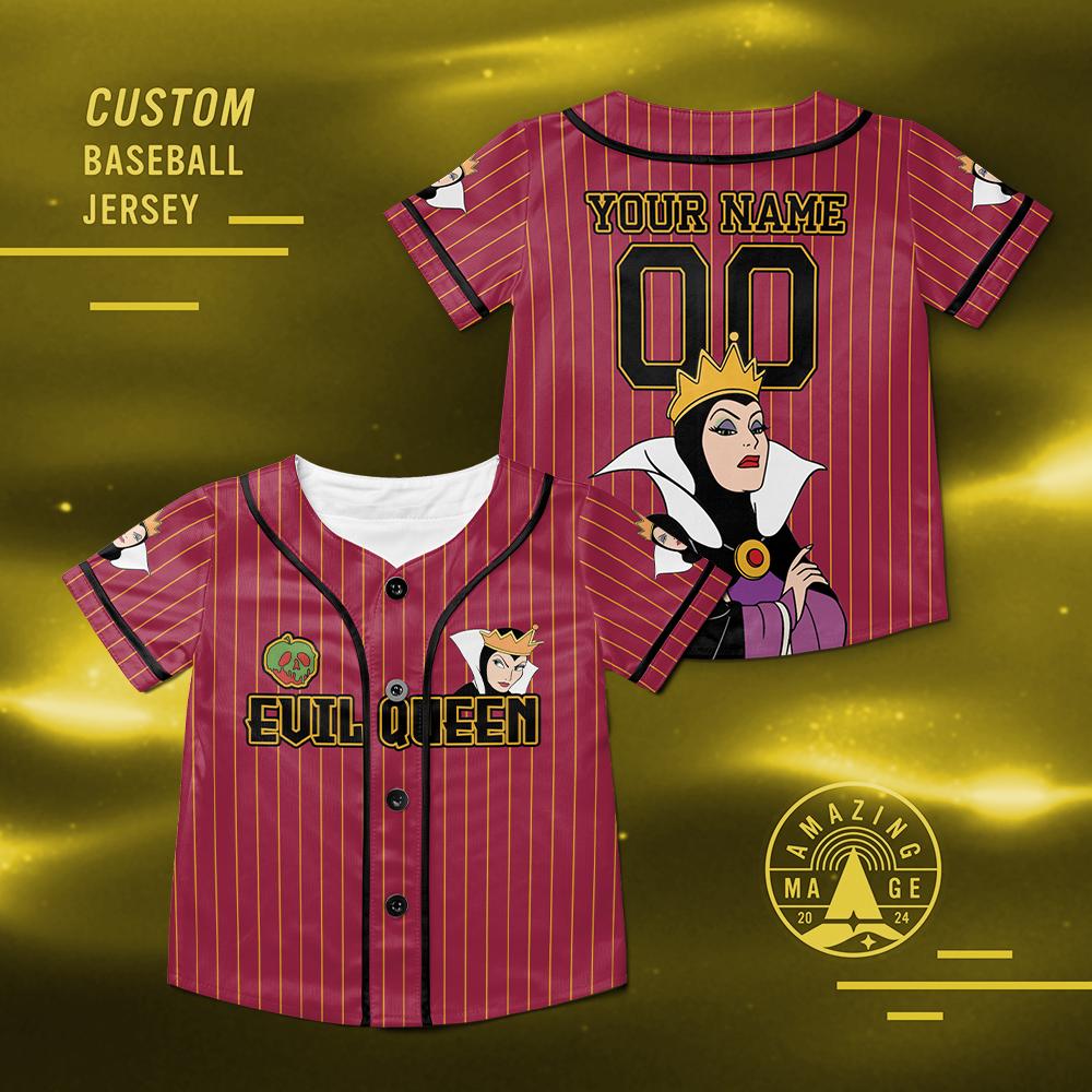 Discover Custom Evil Queen Baseball Jersey, Disney Snow White and Seven Dwarfs, Evil Queen Disney Villains Jersey Shirt, Disney Trip Shirt