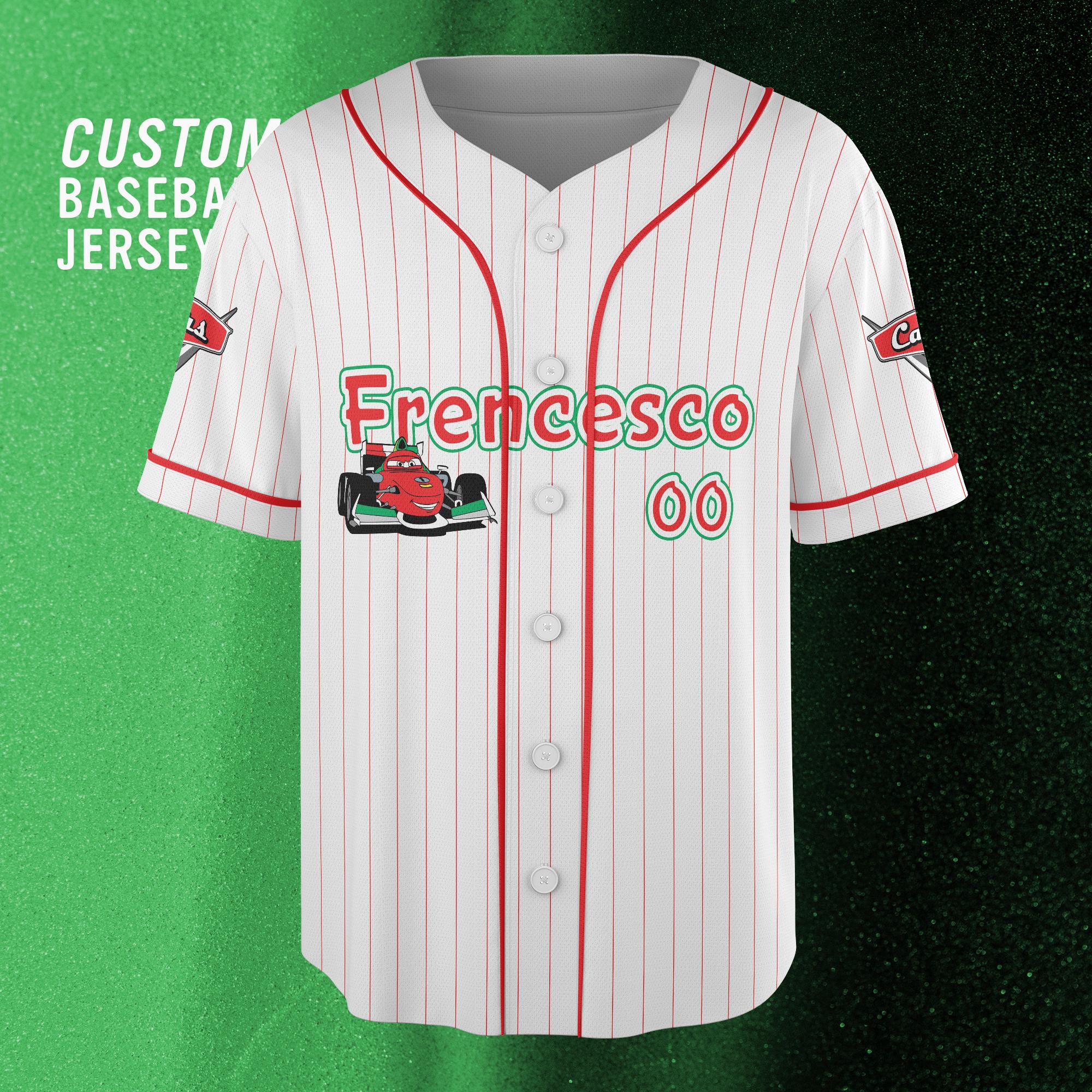 Discover Customize Disney Francesco Bernoulli Cars Movie Baseball Jersey, Francesco Disney Cars Movie Shirt, Fillmore Cars Disney Trip Shirt