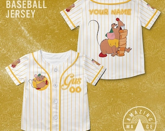 Maglia da baseball personalizzata di Gus Gus Cenerentola, maglietta del film Disney Cenerentola, maglietta coordinata per il viaggio in famiglia a Disneyland con Gus Jaq.