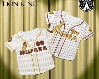Mufasa and Simba The Lion King Baseball Jersey, Disney Lion King Movie Shirt, Mufasa Simba Father and Son Disney Trip Shirt.
