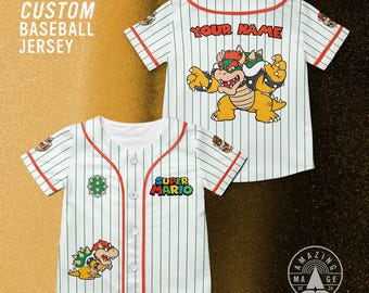 Camiseta de béisbol personalizada de Bowser Super Mario, camiseta de Nintendo Super Mario, camiseta de Bowser Jr., camiseta de viaje a Universal Studio de Mario Nintendo