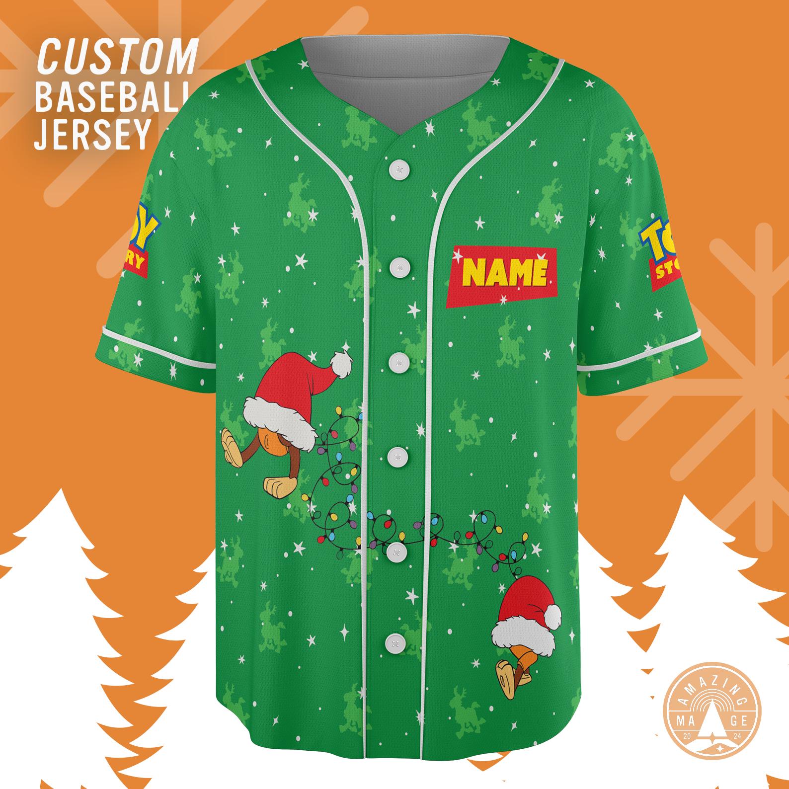 Discover Custom Slinky Dog Toy Story Christmas Baseball Jersey, Disney Xmas Shirt, Pixar Toy Story Shirt, Jessie Buzz Lightyear Forky Aliens