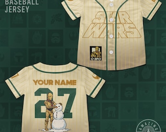 Benutzerdefinierte C-3PO Star Wars Weihnachten Baseball Jersey, C-3PO Droid Weihnachtshemd, Star Wars Familie Passendes Weihnachtshemd, C-3PO und R2-D2
