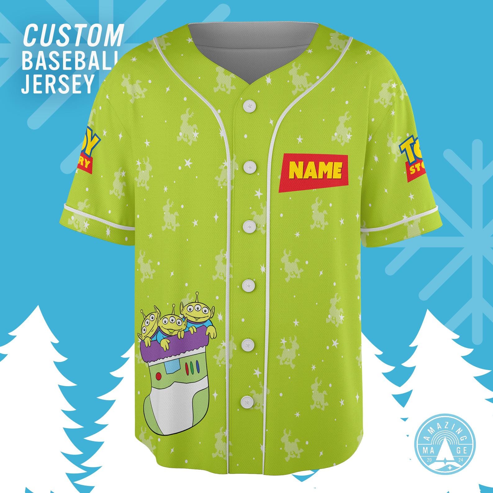 Discover Custom The Aliens Toy Story Christmas Baseball Jersey, Disney Xmas Shirt, Pixar Toy Story Birthday, Woody Buzz Lightyear Slinky Dog