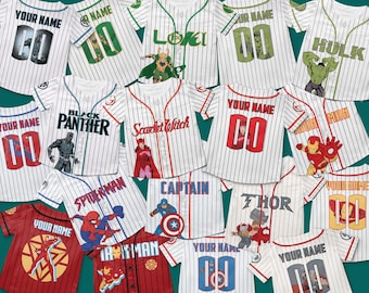 Custom Marvel Avengers Baseball Jersey, Disney Superheroes Marvel Character Family Matching, Iron Man Spider man, Black Panther, Loki, Hulk
