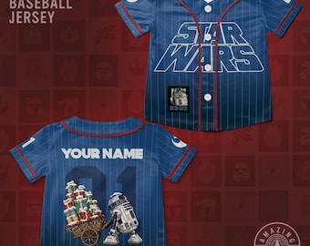 Benutzerdefiniertes R2-D2 Star Wars Weihnachts-Baseball-Trikot, R2-D2 Droid Weihnachts-Shirt, Star Wars Familie Passendes Weihnachts-Shirt, C-3PO und R2-D2