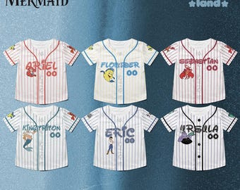 Aangepaste honkbaltrui uit de kleine zeemeermincollectie, shirt Disney de kleine zeemeermin, shirt Disney Princess, shirt familie Disney-reisje
