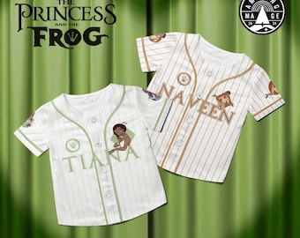 Maillot de baseball pour couple Tiana et Naveen, chemise Disney La princesse et la grenouille, chemise Disney pour la Saint-Valentin, couple princesse grenouille.