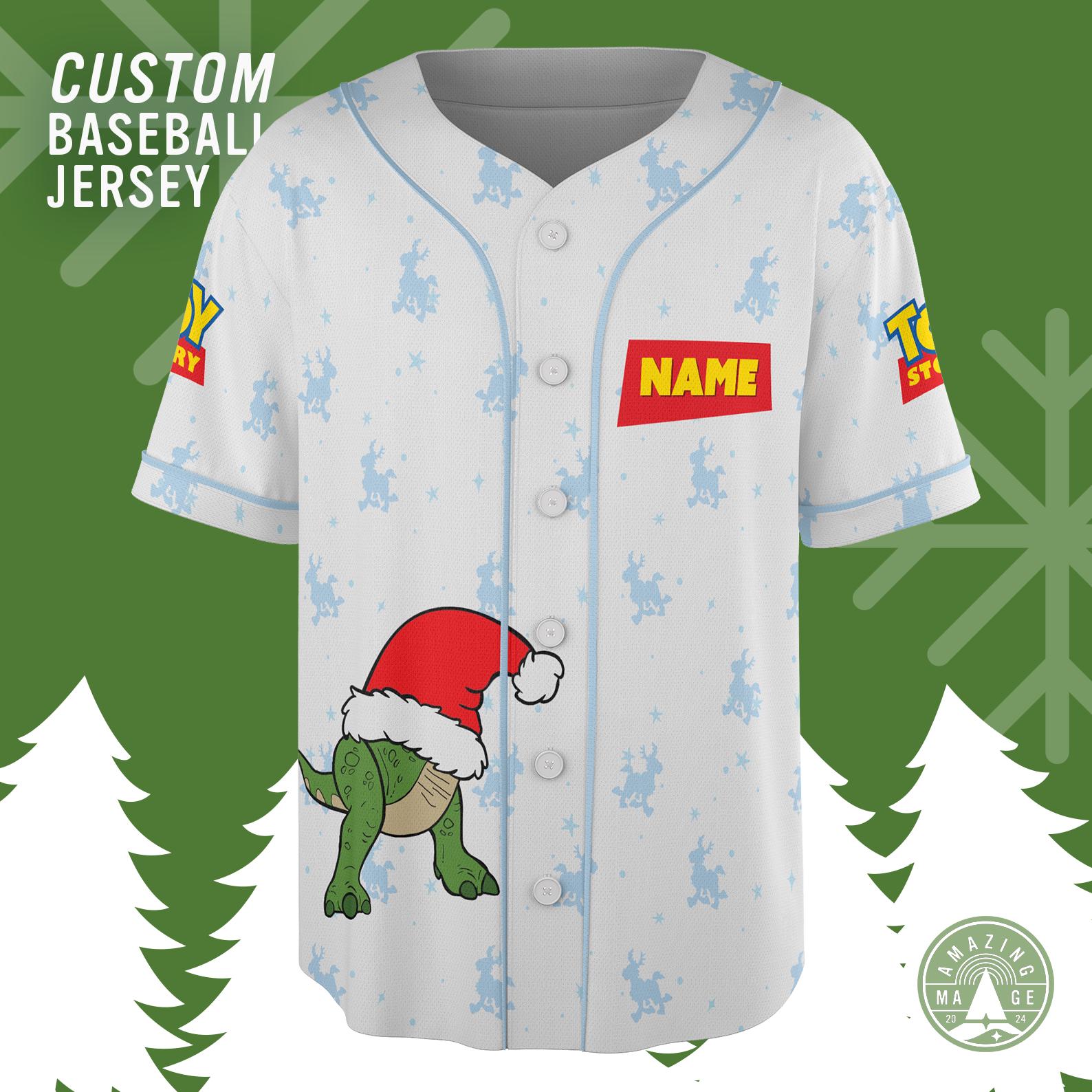 Discover Custom Rex Toy Story Christmas Baseball Jersey, Disney Xmas Shirt, Pixar Toy Story Birthday, Woody Buzz Lightyear Slinky Dog