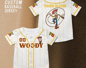 Camisa de beisebol personalizada Toy Story Woody Cowboy, camiseta do filme Toy Story da Disney, camiseta Woody Toy Story da viagem da Disney.
