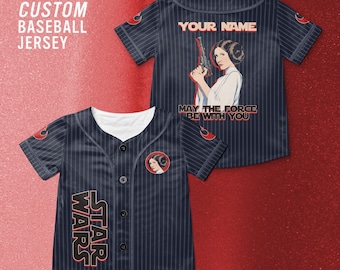 Star Wars Leia Princess Black Customized Baseball Jersey, Disney Star Wars shirt, May The Force be With You, Star Wars Disney Trip Shirt