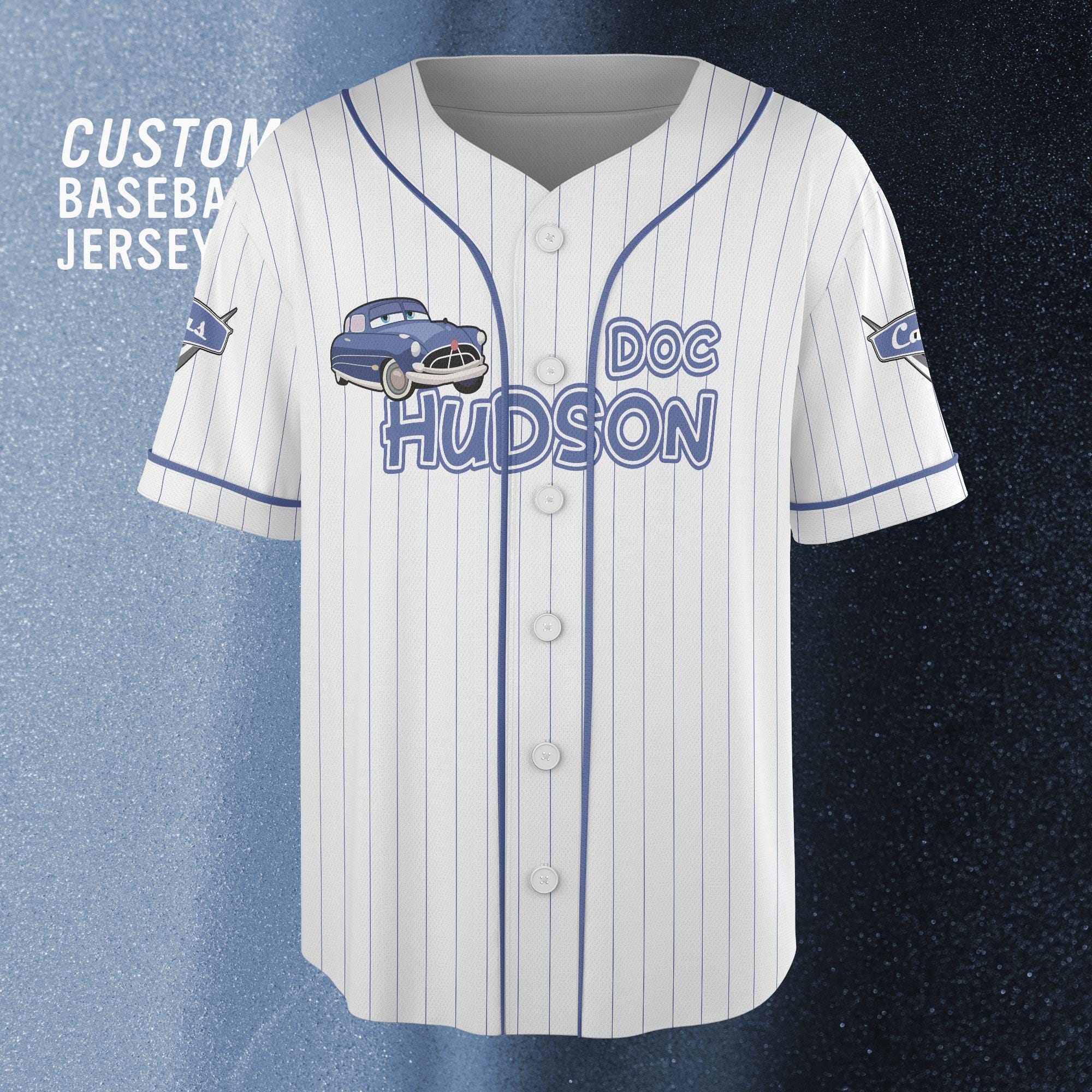 Discover Customize Disney Doc Hudson Cars Baseball Jersey, Disney Cars Movie Shirt, Doc Hudson Cars Disney Trip Shirt.
