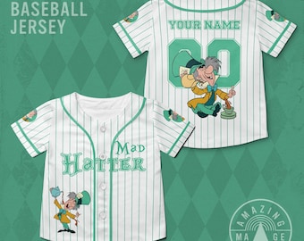 Camiseta de béisbol personalizada del Sombrerero Loco de Alicia en el País de las Maravillas, camiseta del Sombrerero Loco, camiseta de Disney Alicia en el País de las Maravillas, camiseta de viaje familiar de Disney