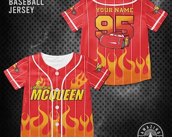 Disney Lighting McQueen Fire Customize Baseball Jersey, Disney Cars Movie Shirt, McQueen Cars Disney Trip Shirt.