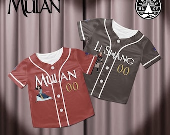 Camiseta de béisbol de la pareja Mulan y Li Shang, camiseta de la película Mulan de Disney, camiseta de San Valentín de la pareja Mulan y Li Shang de Disney