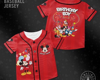 Custom Mickey Baseball Jersey, Mickey Mouse Birthday Shirt, Disney Birthday Theme, Special Gift For Kids, Matching Family Disney Trip