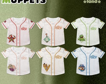 Maglia da baseball della collezione Disney The Muppet Show, Kermit la rana, Miss Piggy, Gonzo il grande, maglietta The Muppet Show Disney Trip