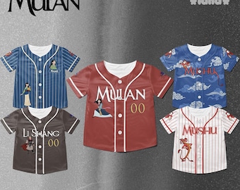 Camiseta de béisbol de la colección Mulan, camiseta de la película Mulan de Disney, camiseta del viaje de Mulan Mushu Li Shang a Disney