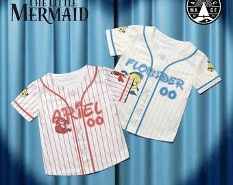 Custom Ariel Flounder Friendship Disney Baseball Jersey, The Little Mermaid Shirt, Disney Princess Shirt, Besties Disney Trip Shirt
