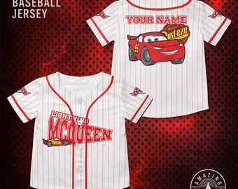 Disney Lighting McQueen Basic Customize Baseball Jersey, Disney Cars Movie Shirt, McQueen Cars Disney Trip Shirt.