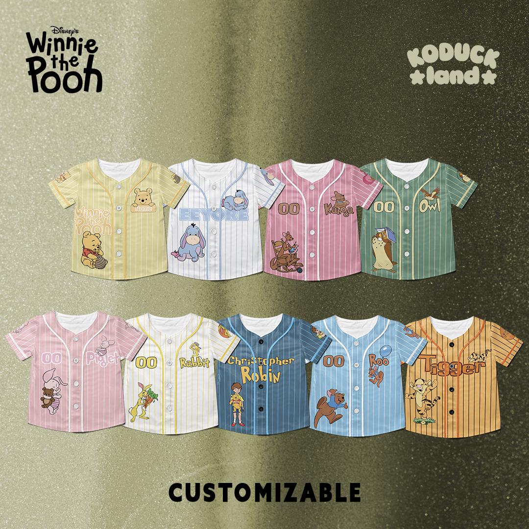 Custom Winnie the Pooh Collection Baseball Jersey, Disney Winnie the Pooh Movie Shirt, Pooh and Friends Matching Disney Trip Shirt