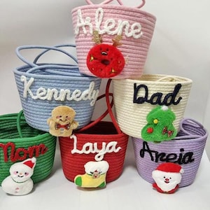 Baby-Weihnachtsgeschenkkorb, Weihnachtsstrumpf-Aufbewahrungskorb, benutzerdefinierte Familie passender Weihnachtseimer, Weihnachts-Rentierkorb für Kinder