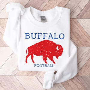 Sweat-shirt de football Buffalo, chemise ras du cou Buffalo vintage, sweat à capuche de football Buffalo, sweat-shirt NFL, cadeaux pour les fans de football, équipement des Bills de Buffalo