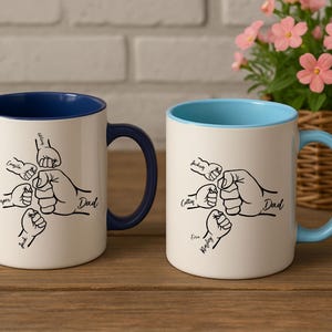 Fist Bump Dad Mug, Custom Father and Kids Ceramic Mug, Perfect Gift for Dad, New Dad Gift for Father’s Day , Birthday Gifts for Dad