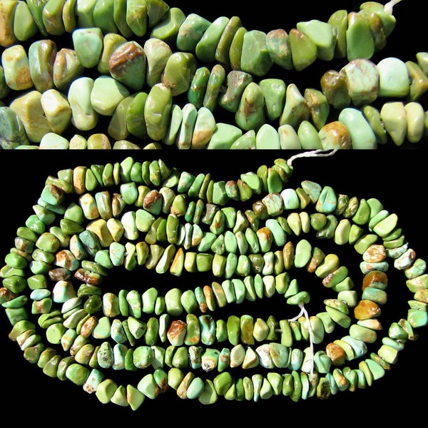 18 Inch Strand of Unique Natural Green Turquoise Nugget Beads